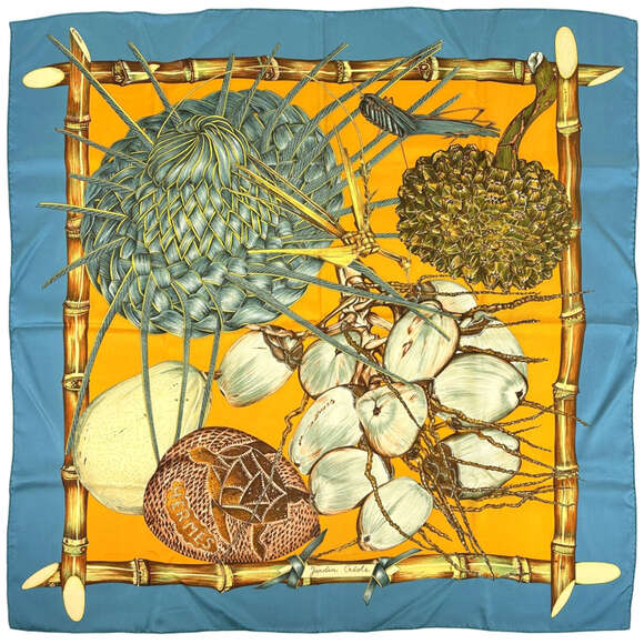 Hermes Accessories - HERMES Blue Silk Scarf